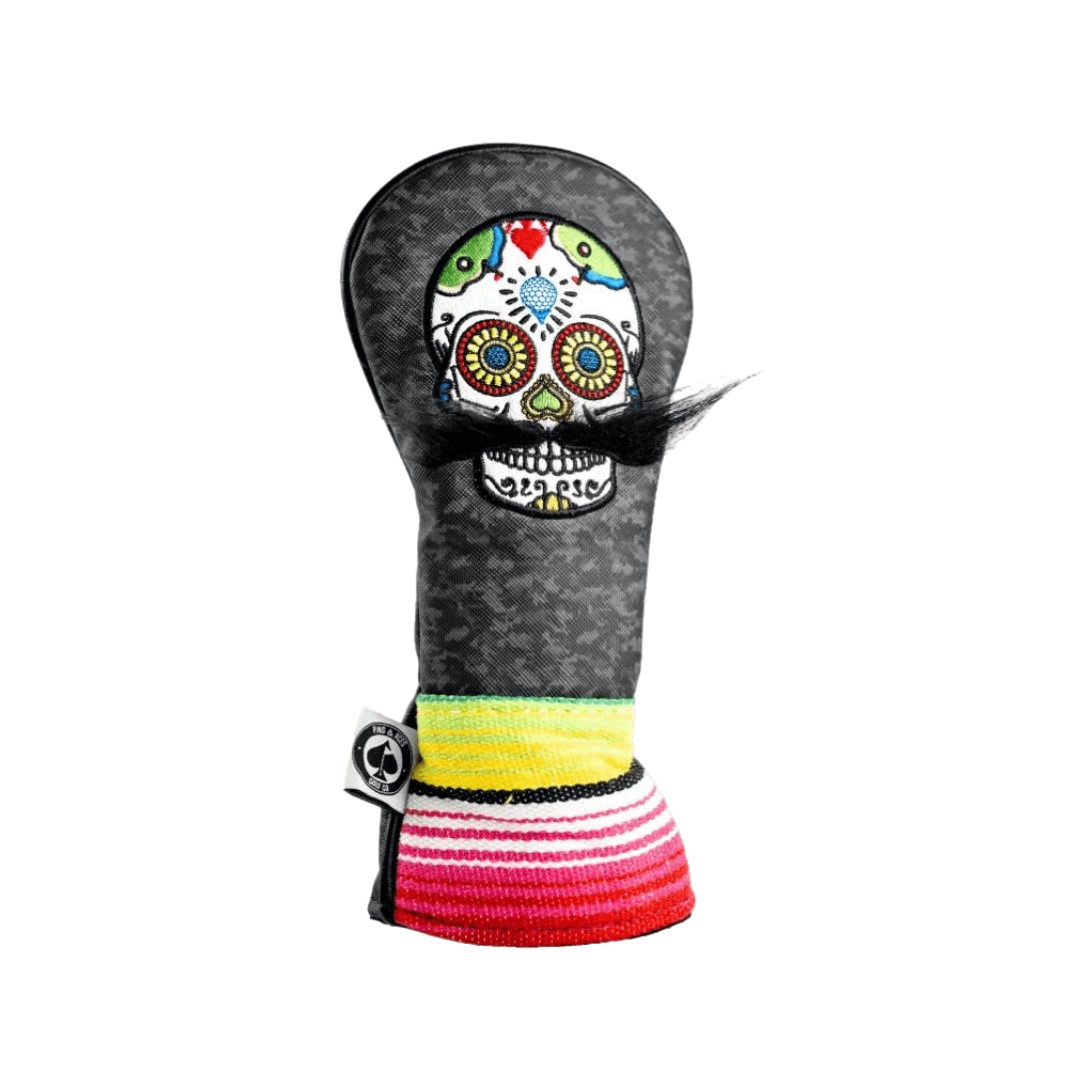 Hybrid Headcover Mustache Sugar Skull Gray Camo fra Pins And Aces