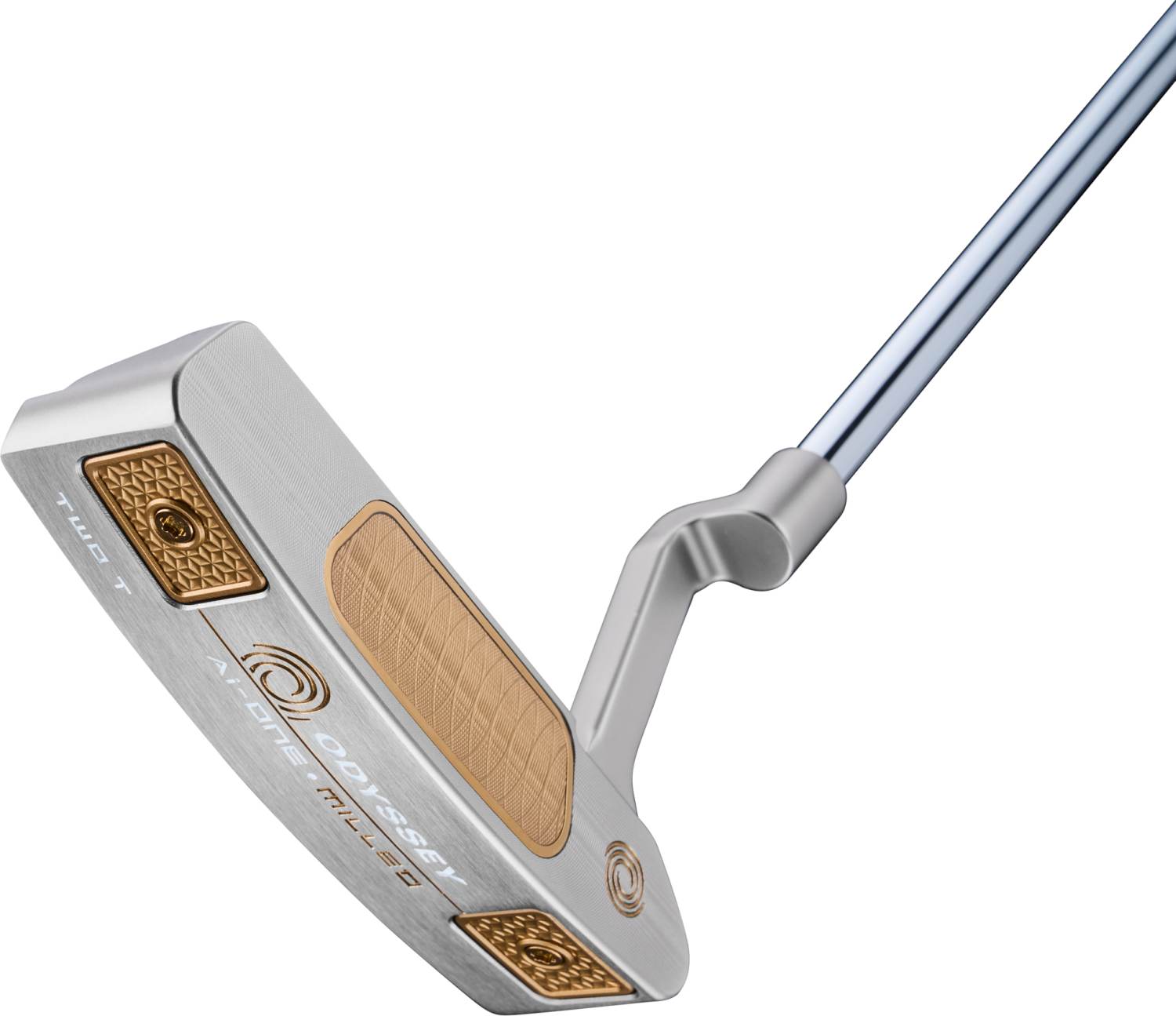 Ai One Milled Two Ch Plumber Neck Putter   Silver   Højre   Str. 33"     Ai One Milled (2023) Midsize Hvid Blå fra Odyssey