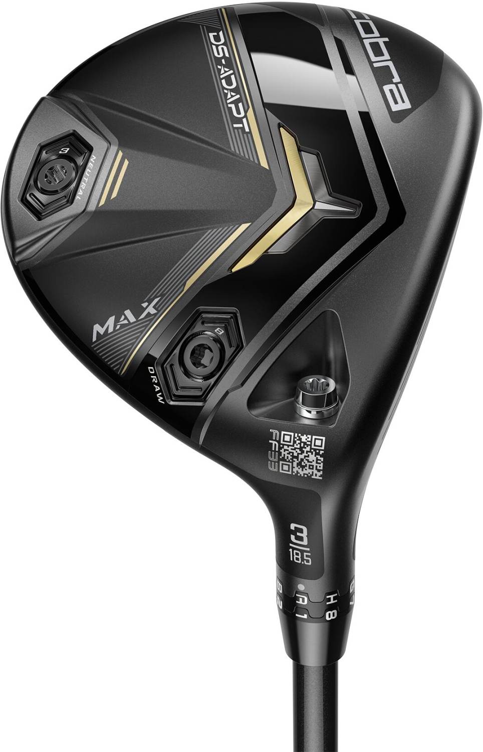 Ds Adapt Max Dame Fairwaykølle   Sort   Venstre   18.5° (3 Kølle)   Ust Mamiya Helium Nanocore 4 Dame F1 Grafit fra Cobra