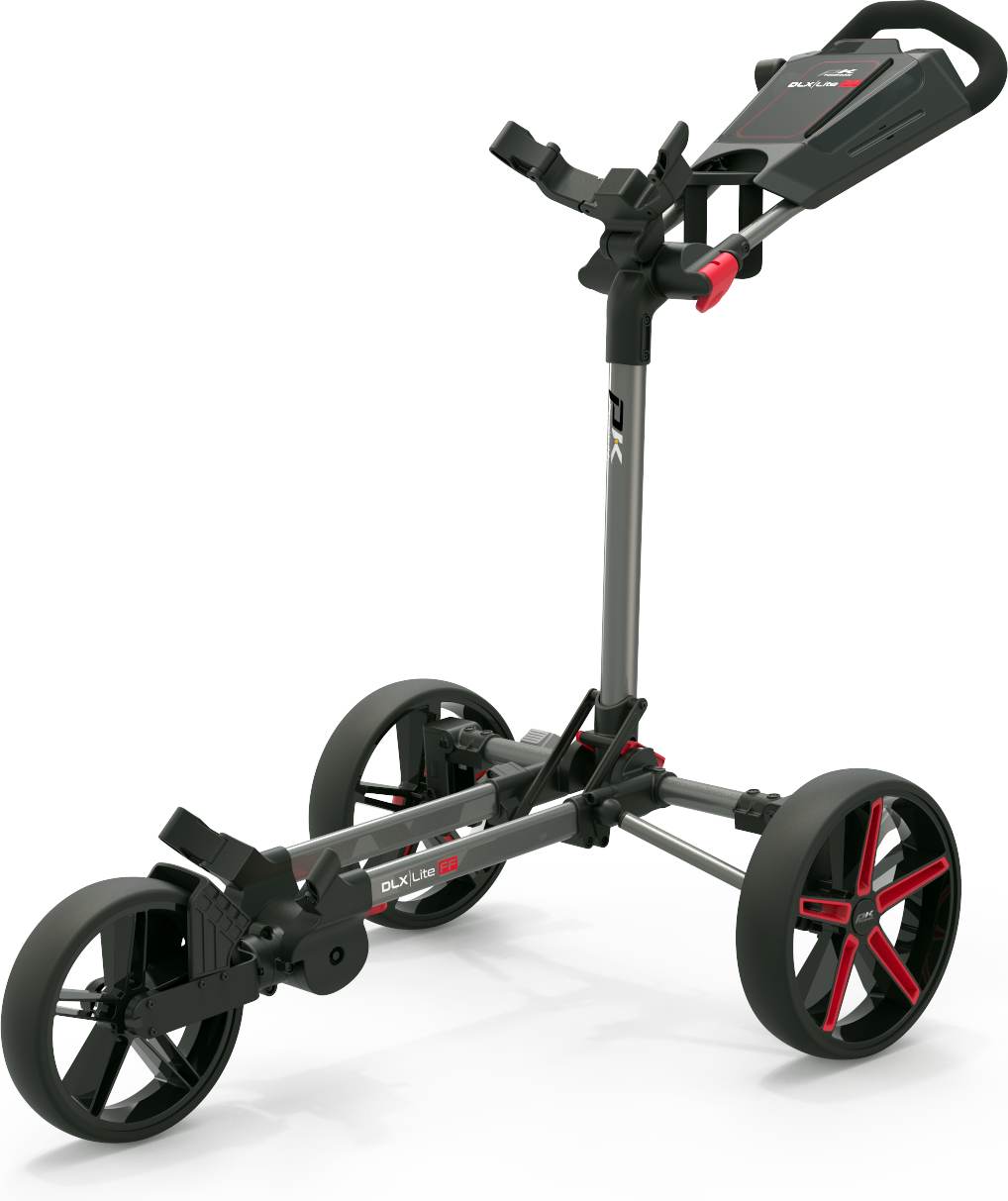 Dlx Lite Ff Golfvogn   Gun Metal Red fra Powakaddy