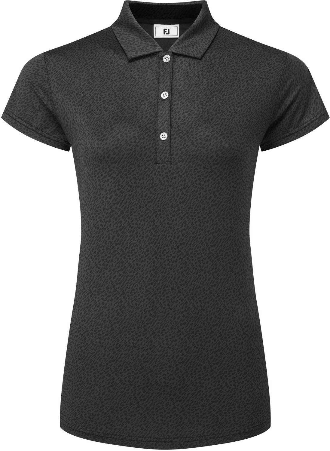 Animal Print Cap Sleeve Lisle Dame Poloshirt   Black   Str. L fra Footjoy