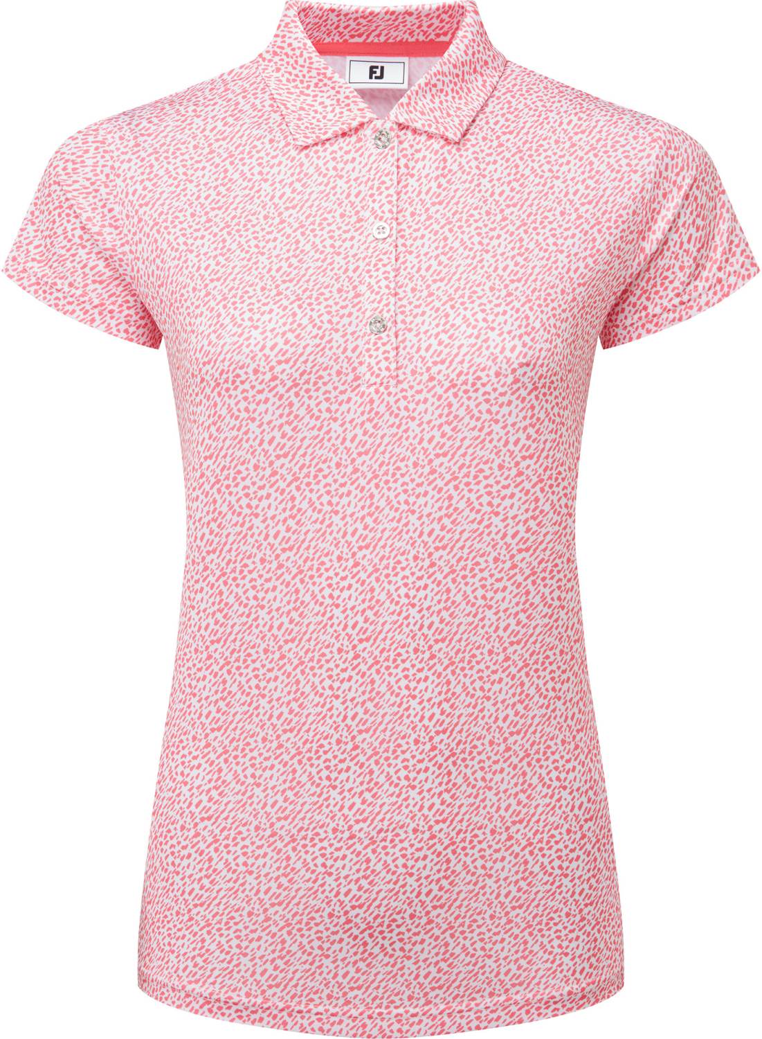 Animal Print Cap Sleeve Lisle Dame Poloshirt   White Light Pink   Str. L fra Footjoy