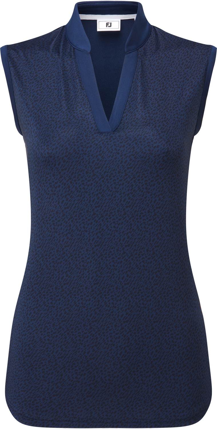 Animal Print Cap Sleeveless Lisle Dame Poloshirt   Navy   Str. L fra Footjoy