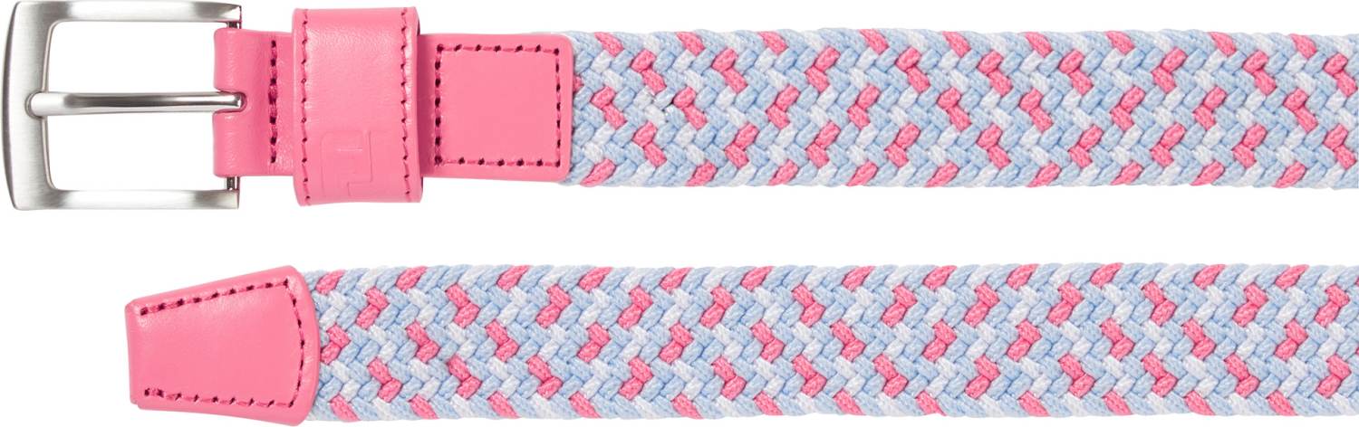 Braided Dame Bælte   White Pink Blue   Str. Lang fra Footjoy