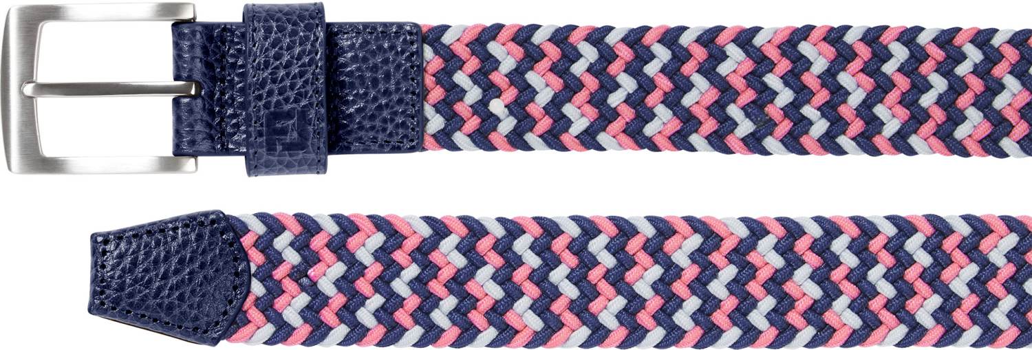 Braided Herre Bælte   White Navy Hot Pink   Str. Lang fra Footjoy